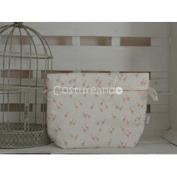 PINK WHITE STARS  WASH BAG WITH HANDLE