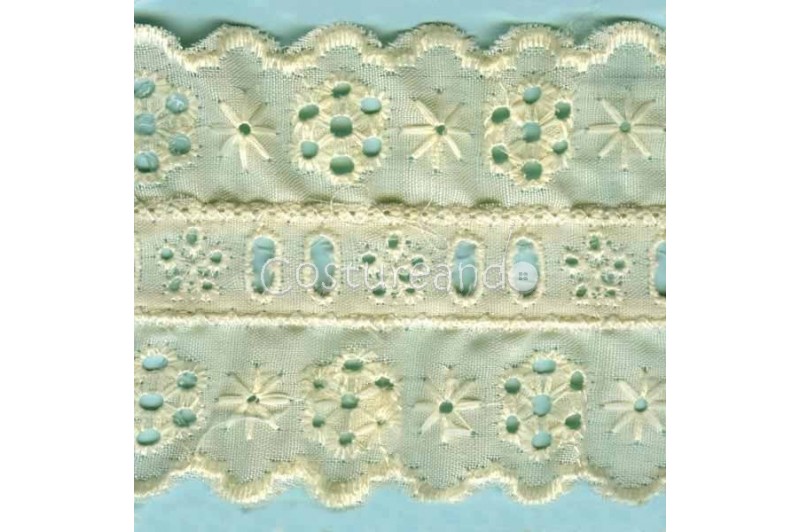 LIGHT CREAM / WHITE EYELET EMBRODERY INSERTION 009