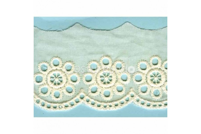 LIGHT CREAM / WHITE  EYELET EMBRODERY  LACE 030