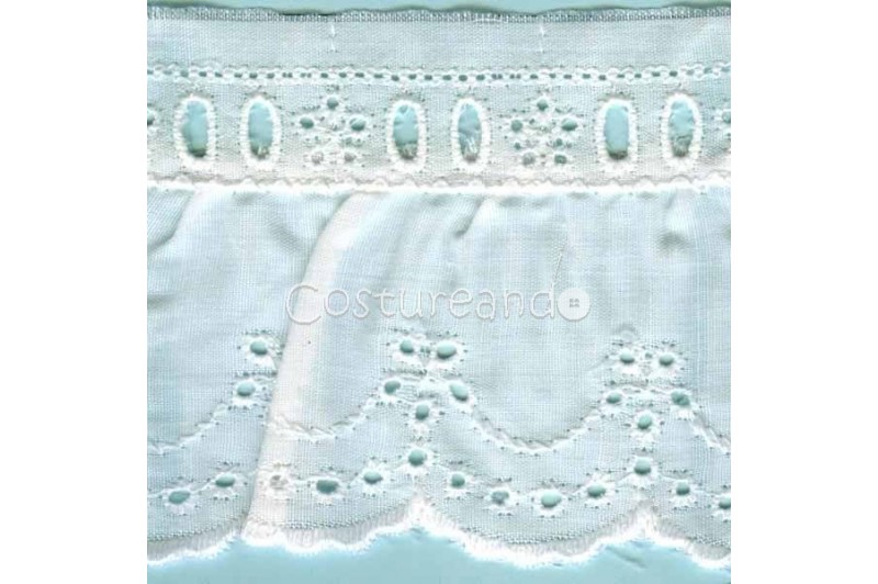TIRA BORDADA BLANCA/BEIGE FRUNCIDA 009