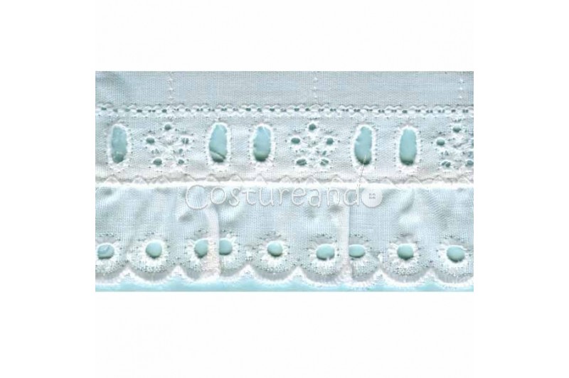 TIRA BORDADA BLANCA/BEIGE FRUNCIDA 016