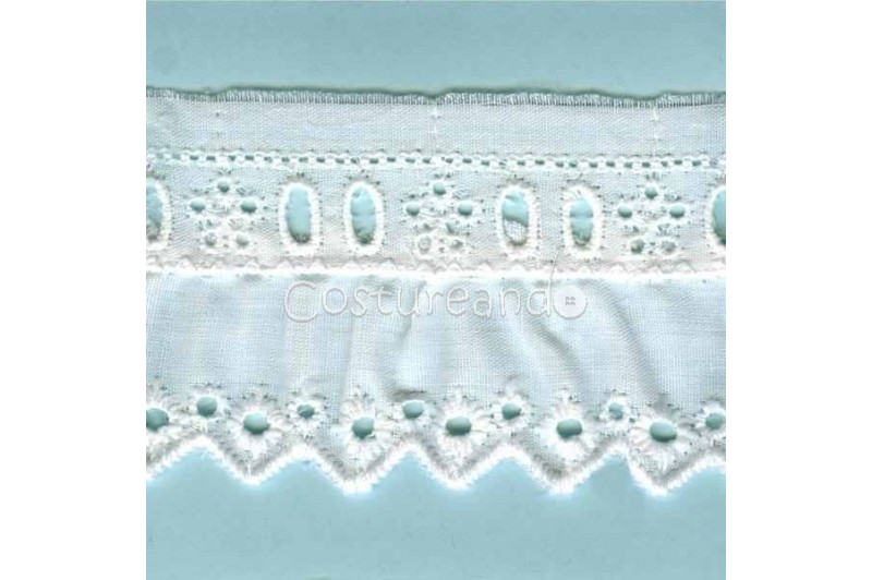 TIRA BORDADA BLANCA/BEIGE FRUNCIDA 017