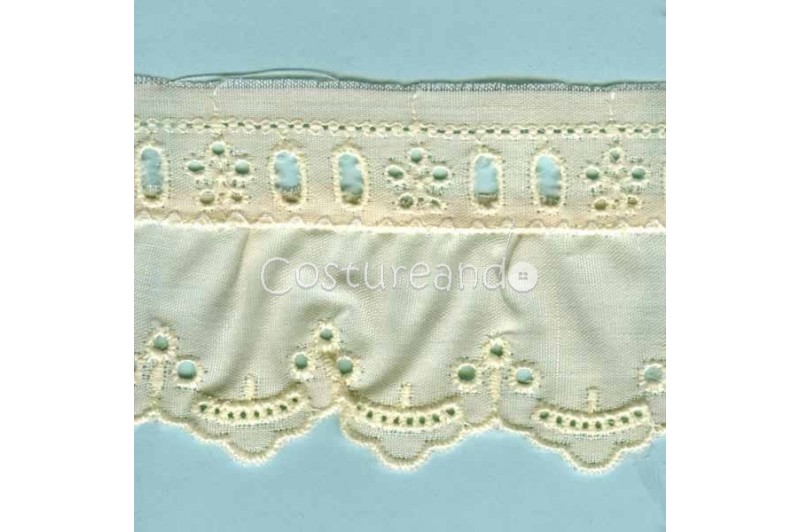 TIRA BORDADA BLANCA/BEIGE FRUNCIDA 018